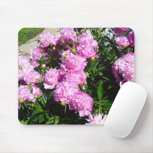 White Pink Peony Mousepad Muismat (Met muis)
