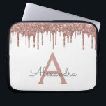 White Pink Rose Gold Glitter Sparkle Monogram Laptop Sleeve<br><div class="desc">Wit en Roze - Roos Gold Faux Dripping Modern en Elegant Girly Glitter en Sparkle Elegant Monogram Hoesje. Dit hoesje kan worden aangepast om uw initiaal en voornaam op te nemen.</div>