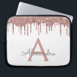 White Pink Rose Gold Glitter Sparkle Monogram Laptop Sleeve<br><div class="desc">Wit en Roze - Roos Gold Faux Dripping Modern en Elegant Girly Glitter en Sparkle Elegant Monogram Hoesje. Dit hoesje kan worden aangepast om uw initiaal en voornaam op te nemen.</div>