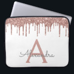 White Pink Rose Gold Glitter Sparkle Monogram Laptop Sleeve<br><div class="desc">Wit en Roze - Roos Gold Faux Dripping Modern en Elegant Girly Glitter en Sparkle Elegant Monogram Hoesje. Dit hoesje kan worden aangepast om uw initiaal en voornaam op te nemen.</div>