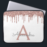 White Pink Rose Gold Glitter Sparkle Monogram Laptop Sleeve<br><div class="desc">Wit en Roze - Roos Gold Faux Dripping Modern en Elegant Girly Glitter en Sparkle Elegant Monogram Hoesje. Dit hoesje kan worden aangepast om uw initiaal en voornaam op te nemen.</div>