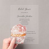 White Pink Roses Floral Cupcake Bridal Shower Acryl Uitnodigingen (Insitu (Draagbaar))
