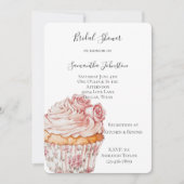 White Pink Roses Floral Cupcake Bridal Shower Kaart (Voorkant)