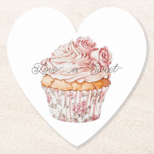 White Pink Roses Floral Cupcake Bridal Shower Kartonnen Onderzetters (Voorkant)
