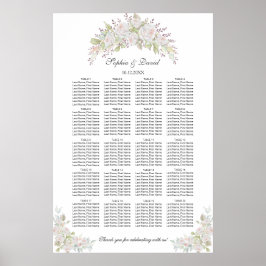 White Pink Roses Wedding Zitplaatsen Grafiek 160 g Poster