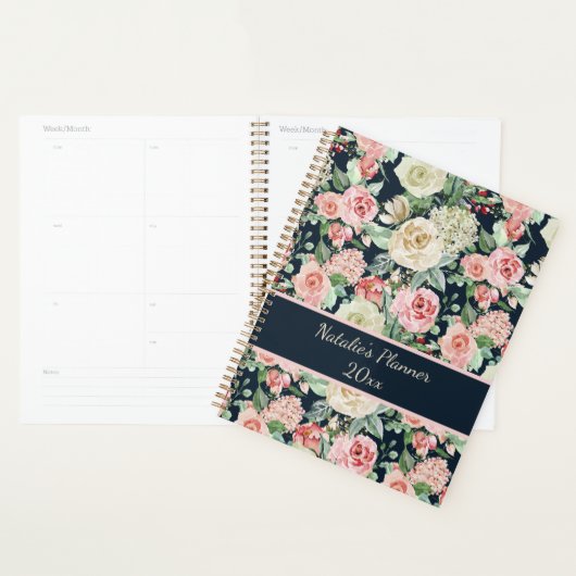 White & Pink Roses with Quote Personalized Planner (Display)