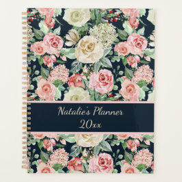 White & Pink Roses with Quote Personalized Planner