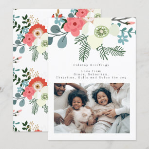 White Pink Winter Flower Photo Personalised Kaart