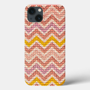 WHITE PINK YELLOW MOSAIC CHEVRONS iPhone 13 HOESJE
