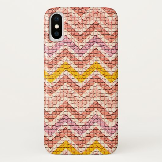 WHITE PINK YELLOW MOSAIC CHEVRONS Case-Mate iPhone CASE (Achterkant)