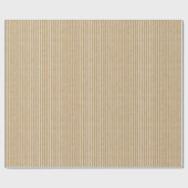 White Pinstripes Faux Rustic Tan Kraft Paper Look Cadeaupapier (Vlak)