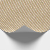 White Pinstripes Faux Rustic Tan Kraft Paper Look Cadeaupapier (Hoek)