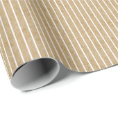 White Pinstripes Faux Rustic Tan Kraft Paper Look Cadeaupapier (Rol Hoek)