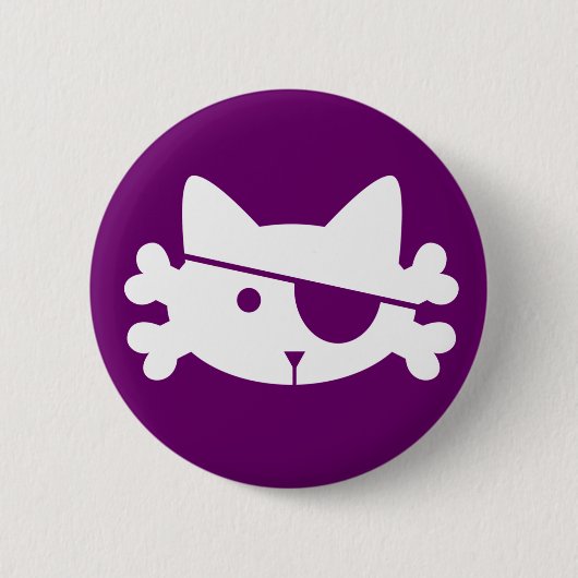 White Pirate Cat - knop Ronde Button 5,7 Cm (Voorkant)