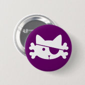 White Pirate Cat - knop Ronde Button 5,7 Cm (Voorkant /achterkant)