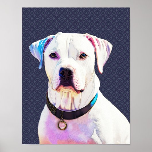 White Pit Bull Dog Graphic Art Poster (Voorkant)