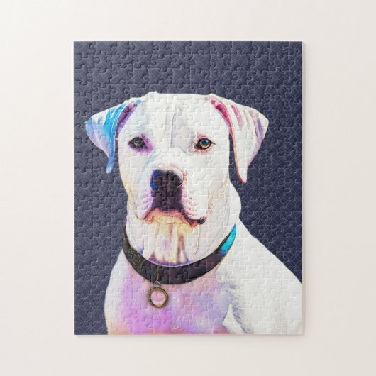 White Pit Bull Dog Graphic Art Puzzel Legpuzzel (Verticaal)