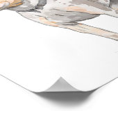 White Pit Bull Dog Waterverf Schets Poster (Hoek)