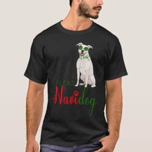 White Pit Bull Grappige Kerst Vlooien Navidog T-shirt