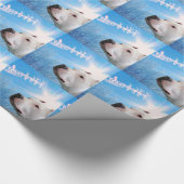 White Pit Bull Terrier Dog Waiting for Santa Claus Cadeaupapier (Hoek)