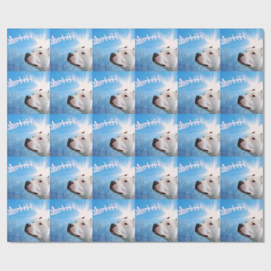 White Pit Bull Terrier Dog Waiting for Santa Claus Cadeaupapier (Vlak)