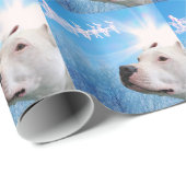 White Pit Bull Terrier Dog Waiting for Santa Claus Cadeaupapier (Rol Hoek)