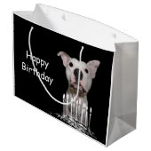White Pitbull Birthday Large Cadeautasje (Achterkant Gekanteld)