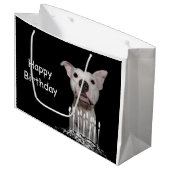 White Pitbull Birthday Large Cadeautasje (Voorkant Gekanteld)