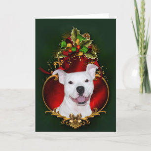 White pitbull Christmas Feestdagen Kaart