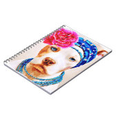 White Pitbull Dog Pink Rose Flower Ketting noteboo Notitieboek (Linkerzijde)