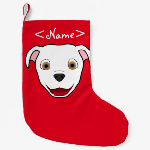 White Pitbull Face Kleine Kerstsok