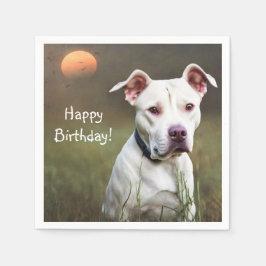 White Pitbull Paper Napkins Servet