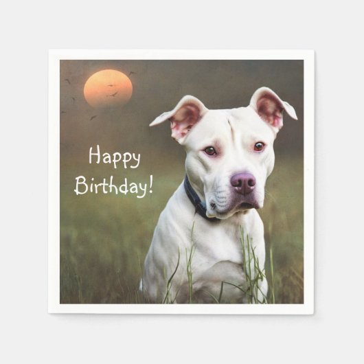 White Pitbull Paper Napkins Servet (Voorkant)
