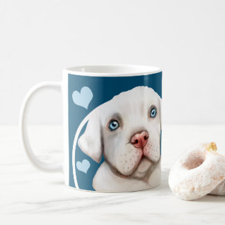 White Pitbull Puppy Dog Elke snack die je maakt Koffiemok