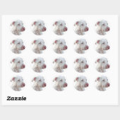 White Pitbull Puppy Ronde Sticker (Vel)