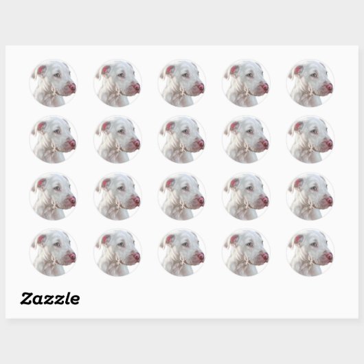 White Pitbull Puppy Ronde Sticker (Vel)