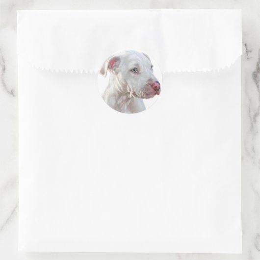 White Pitbull Puppy Ronde Sticker (Tas)
