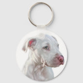 White Pitbull Puppy Sleutelhanger (Voorkant)