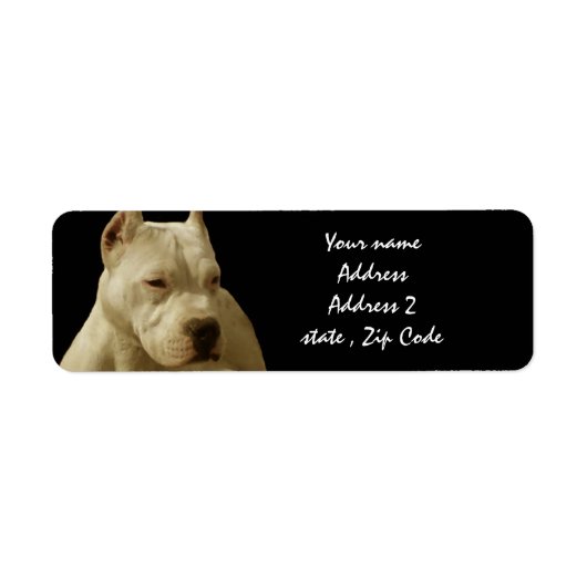 White Pitbull Terrier Etiket (Voorkant)
