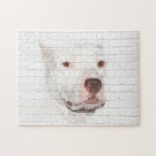 White Pitbull Terrier Legpuzzel (Horizontaal)
