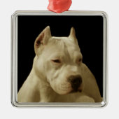 White Pitbull Terrier Metalen Ornament (Voorkant)