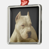 White Pitbull Terrier Metalen Ornament (Links)