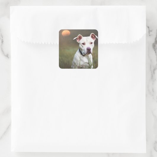 White Pitbull Vierkante Sticker (Tas)