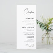 White Place Card Menu met aangepaste gastennaam (Staand voorkant)