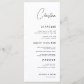 White Place Card Menu met aangepaste gastennaam (Voorkant)