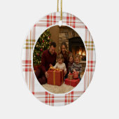White Plaid Family Christmas Keramisch Ornament (Rechts)
