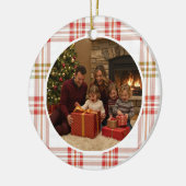 White Plaid Family Christmas Keramisch Ornament (Links)
