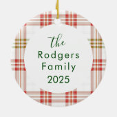 White Plaid Family Christmas Keramisch Ornament (Achterkant)
