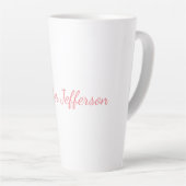 White Plain Modern Handschrift Jouw naam Latte Mok (Rechterhoek)