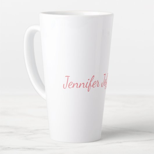 White Plain Modern Handschrift Jouw naam Latte Mok (Linkerhoek)